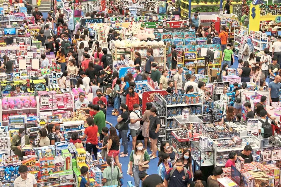 Shoppers crowding a store