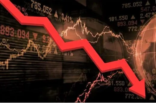 A falling red stock chart