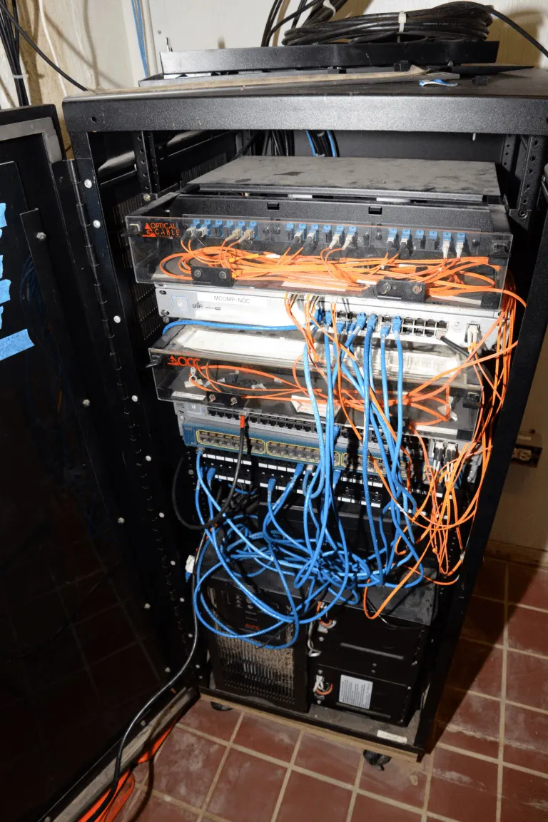 Server rack with cable management