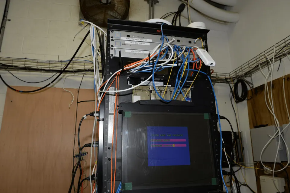 Rows of servers in a data centre