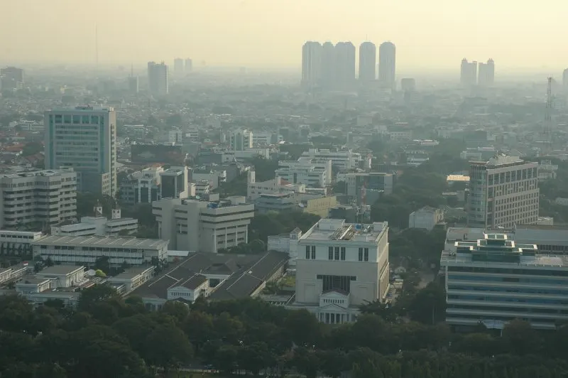 The Jakarta skyline at dusk