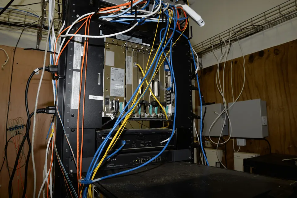 Rows of servers in a data centre
