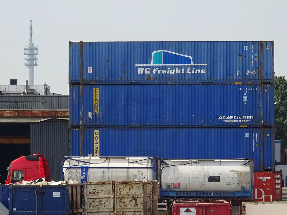 Container cranes at a port