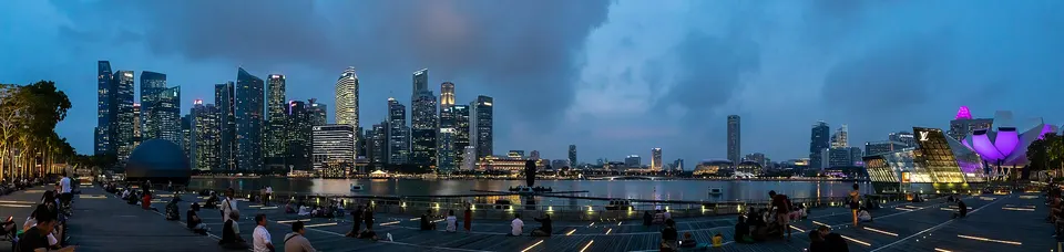 The Singapore skyline at dusk