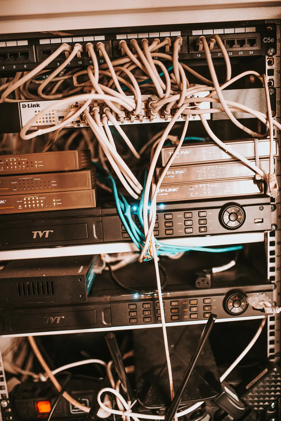 Rows of servers in a data centre