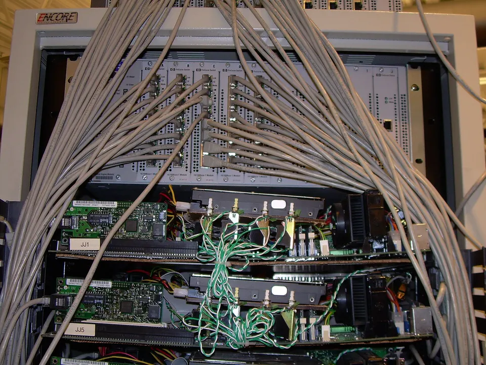 Rows of servers in a data centre