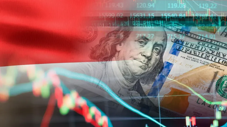Market volatility chart with dollar notes